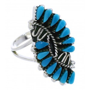 Silver And Turquoise Southwest Needlepoint Ring Size 5-1/4 UX33363