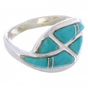 Sterling Silver Southwest Turquoise Inlay Ring Size 4-3/4 WX40917