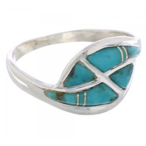 Turquoise Inlay Southwest Silver Ring Size 8-3/4 WX41029