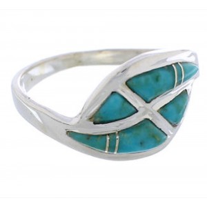 Sterling Silver Southwestern Turquoise Inlay Ring Size 7-1/2 WX41053