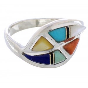 Genuine Sterling Silver Multicolor Jewelry Ring Size 8-1/4 WX41180