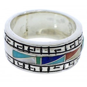 Multicolor Silver Southwestern Inlay Ring Size 5-3/4 WX36384