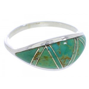 Turquoise And Genuine Sterling Silver Ring Size 8-1/4 ZX36269