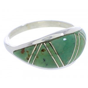 Southwestern Sterling Silver Turquoise Inlay Ring Size 6-1/4 ZX36288