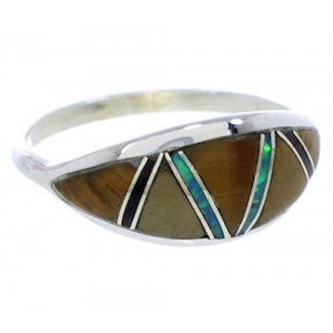Genuine Sterling Silver Tiger Eye Multicolor Ring Size 8-3/4 ZX36387