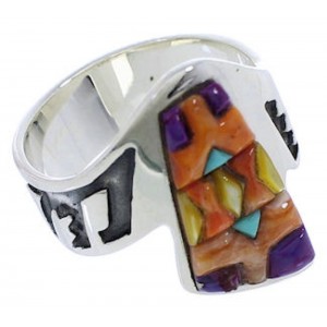 Southwest Multicolor Sterling Silver Ring Size 7-1/2 EX40929