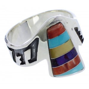 Southwest Multicolor Sterling Silver Ring Size 7-1/2 EX40943