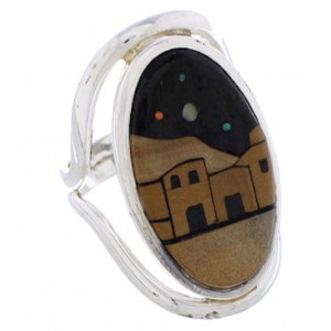 Native American Village Design Multicolor Ring Size 8 EX42354