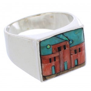 Multicolor Native American Village Design Ring Size 10-3/4 EX42401