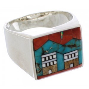 Native American Village Design Multicolor Ring Size 10-3/4 EX42418