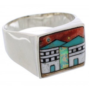 Multicolor Native American Village Design Ring Size 12-3/4 EX42435