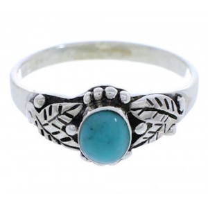 Turquoise And Genuine Sterling Silver Leaf Ring Size 5-1/4 UX32175