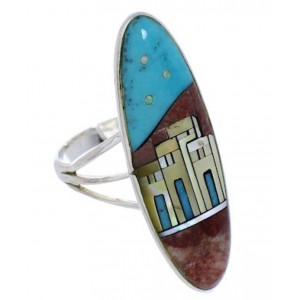 Southwest Multicolor Pueblo Design Ring Size 4-3/4 UX36493