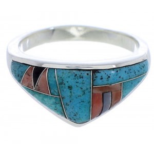 Multicolor Turquoise Inlay Jewelry Ring Size 5-3/4 VX36749