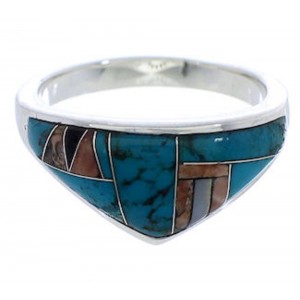 Multicolor Inlay Sterling Silver Ring Size 5-3/4 VX36758