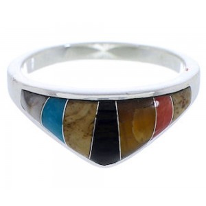 Multicolor Inlay Sterling Silver Ring Size 6 VX36797