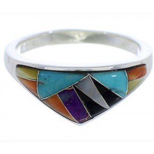 Multicolor Inlay Silver Jewelry Ring Size 5-3/4 VX36976
