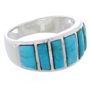 Turquoise Jewelry Genuine Sterling Silver Ring Size 7-3/4 AX36518