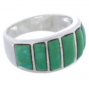 Turquoise Sterling Silver Inlay Ring Size 8-3/4 AX36541