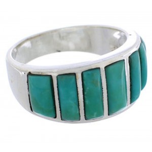 Genuine Southwestern Sterling Silver Turquoise Ring Size 6-1/2 AX36650