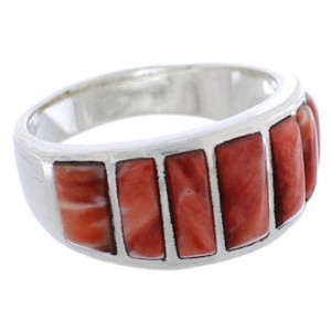 Jewelry Sterling Silver Red Oyster Ring Size 7-3/4 AX36736