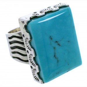 Turquoise Jewelry Authentic Sterling Silver Ring Size 6-1/2 YX34648