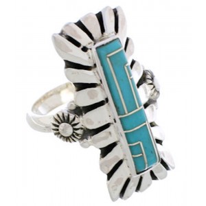 Sterling Silver Turquoise Inlay Ring Size 5-1/4 EX42803
