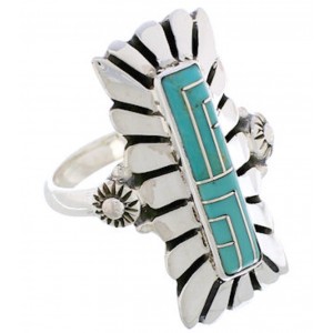 Southwest Turquoise Inlay Ring Size 8-1/4 EX42812
