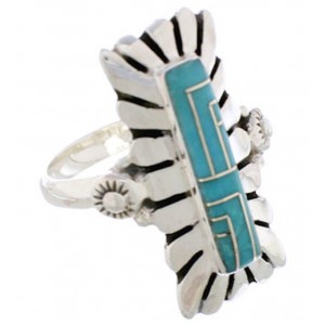 Genuine Sterling Silver Turquoise Ring Size 8-1/2 EX42846
