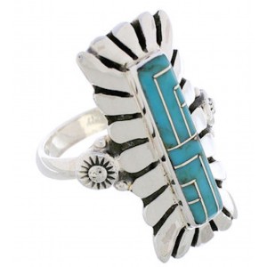 Turquoise And Silver Southwestern Ring Size 7-3/4 EX42866