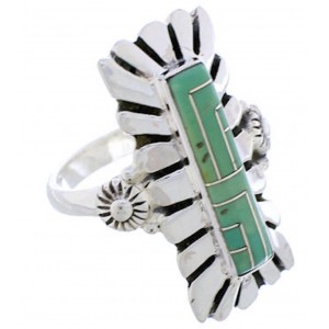 Turquoise And Genuine Sterling Silver Ring Size 7-1/4 EX42874