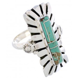 Genuine Sterling Silver Turquoise Ring Size 6-1/2 EX42899