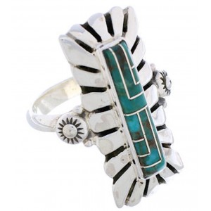 Turquoise Southwest Silver Ring Size 7-3/4 EX42905