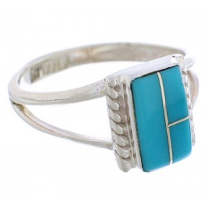 Sterling Silver Turquoise Inlay Ring Size 5-3/4 EX43001