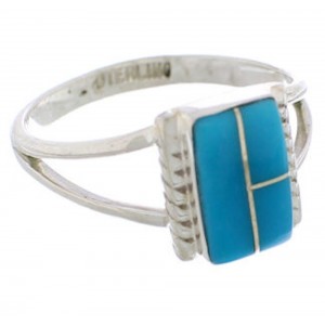 Southwestern Turquoise Silver Ring Size 4-3/4 EX43008