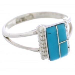 Southwest Turquoise And Silver Ring Size 6 EX43017