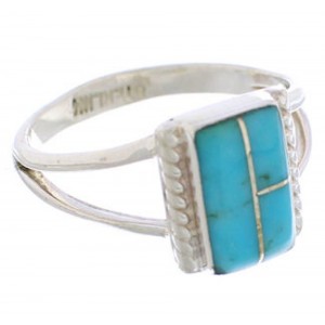 Southwest Turquoise Silver Ring Size 4-3/4 EX43040