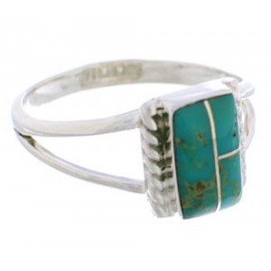 Genuine Sterling Silver Turquoise Ring Size 6-1/2 EX43095