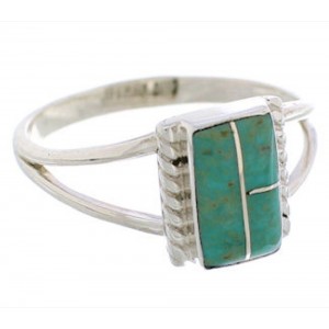 Southwestern Turquoise Inlay Ring Size 5-1/2 EX43154