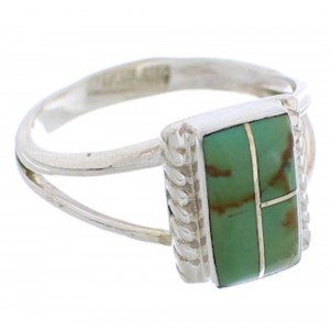 Sterling Silver Turquoise Inlay Ring Size 4-1/2 EX43161