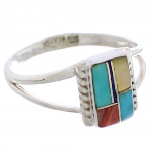 Multicolor Genuine Sterling Silver Ring Size 7-1/2 EX43179