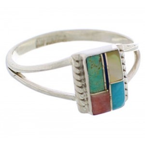 Turquoise And Multicolor Silver Ring Size 5 EX43180