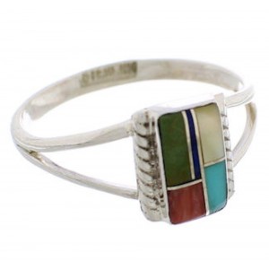 Multicolor Southwestern Silver Ring Size 5-1/2 EX43187