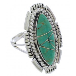 Genuine Sterling Silver Turquoise Jewelry Ring Size 8-1/2 TX40674