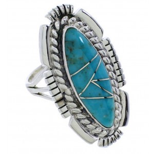 Southwest Sterling Silver Turquoise Inlay Jewelry Ring Size 5 TX40680