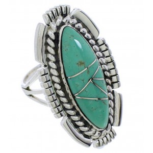 Sterling Silver Southwest Turquoise Inlay Ring Size 7-3/4 TX40696