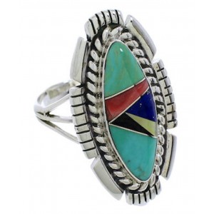 Multicolor Sterling Silver Jewelry Southwest Ring Size 8-1/4 TX40739