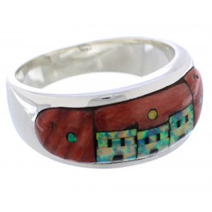 Native American Pueblo Design Multicolor Ring Size 11-1/4 TX42073