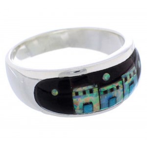 Native American Design Silver Multicolor Ring Size 9-1/2 TX42104