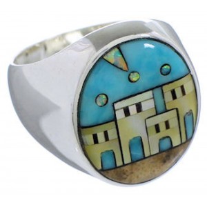 Southwest Native American Design Multicolor Ring Size 12-1/2 TX42227